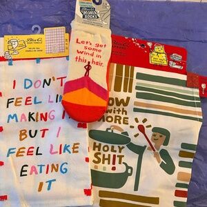 Blue Q Trio Socks, Dishtowel and April, novelty, sassy